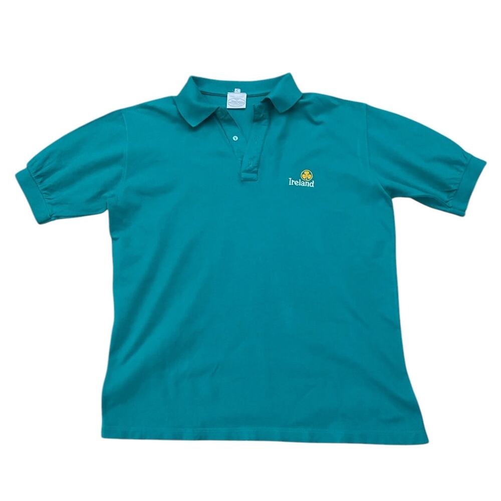 Vintage Unisex Blarney Woollen Mills Ireland Embroidered Green Polo Shirt Large